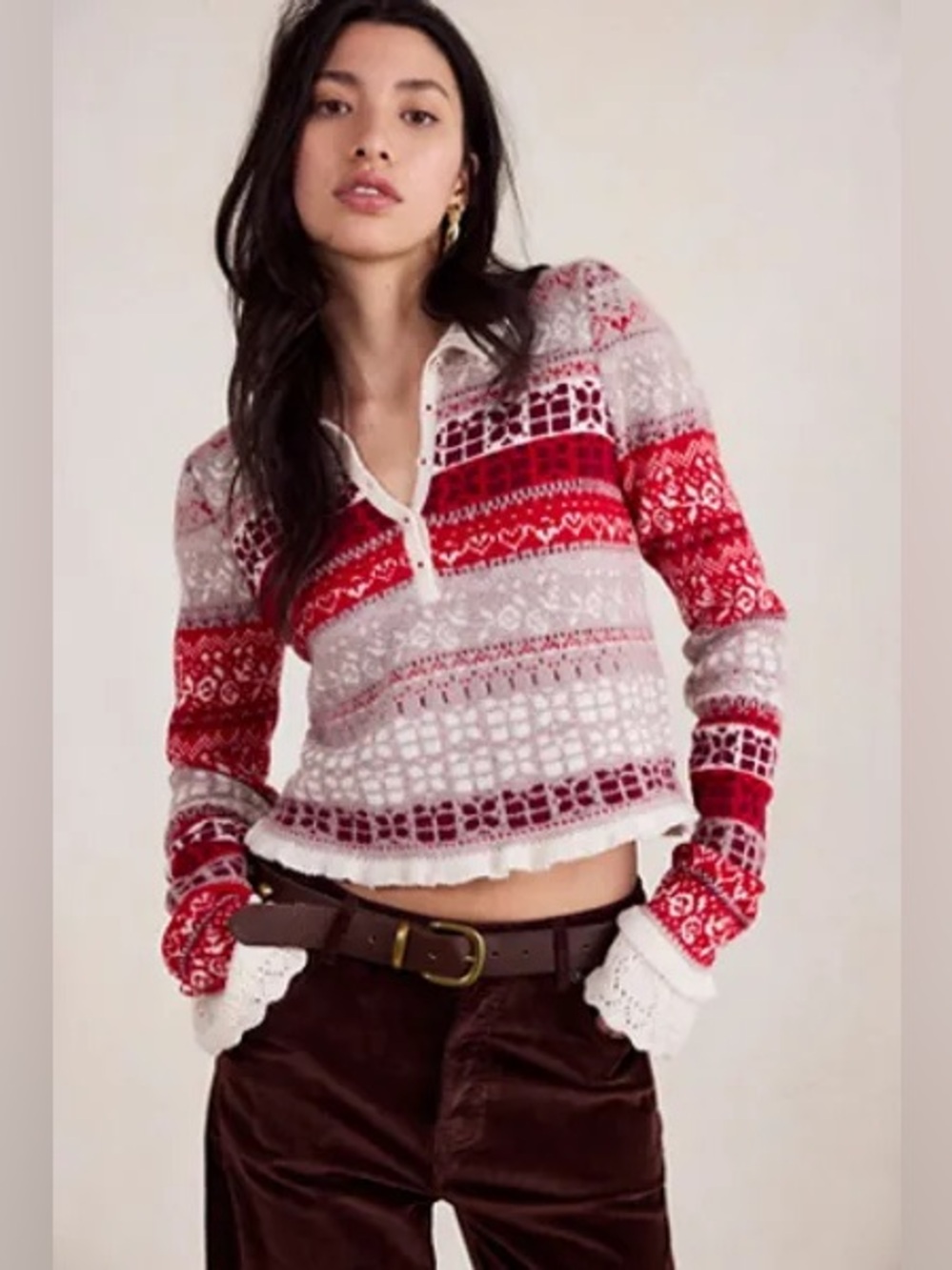 NWT! FP Free People Gift Wrapped Henley Sz XS